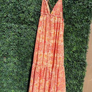 Summer Maxi Dress with Adjustable straps and elastic back